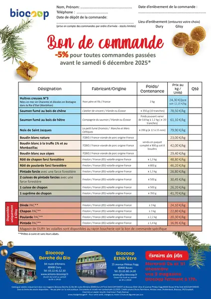 Les bons de commande festifs sont arrivés ! Les bons de commande festifs sont arrivés !